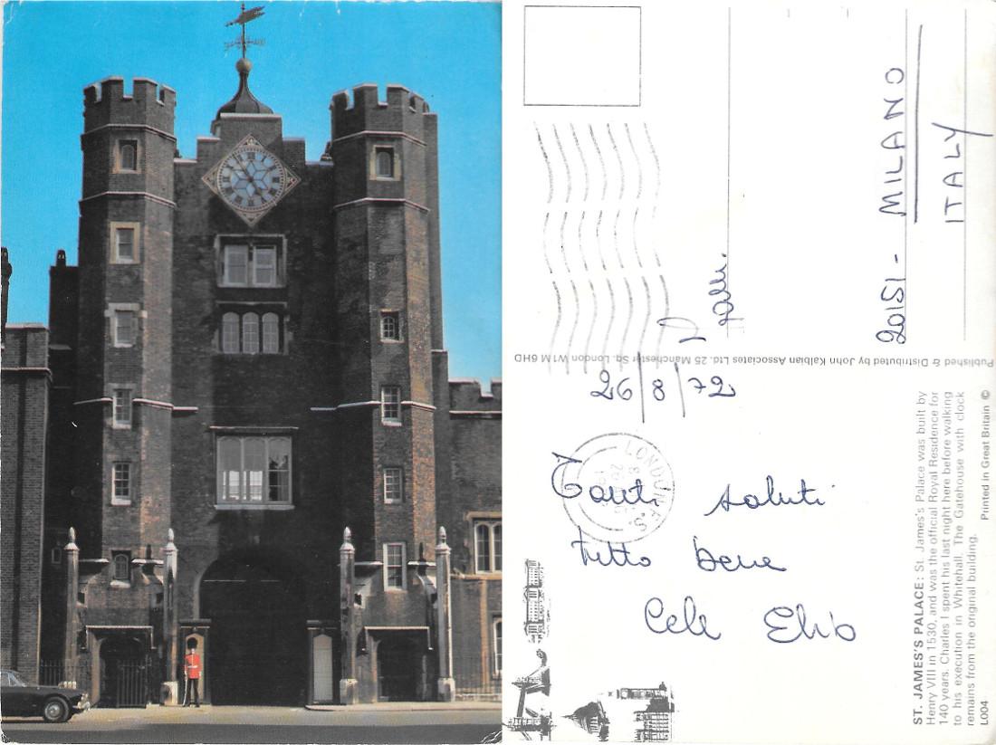 Londra. St. James Palace. Viaggiata 1972