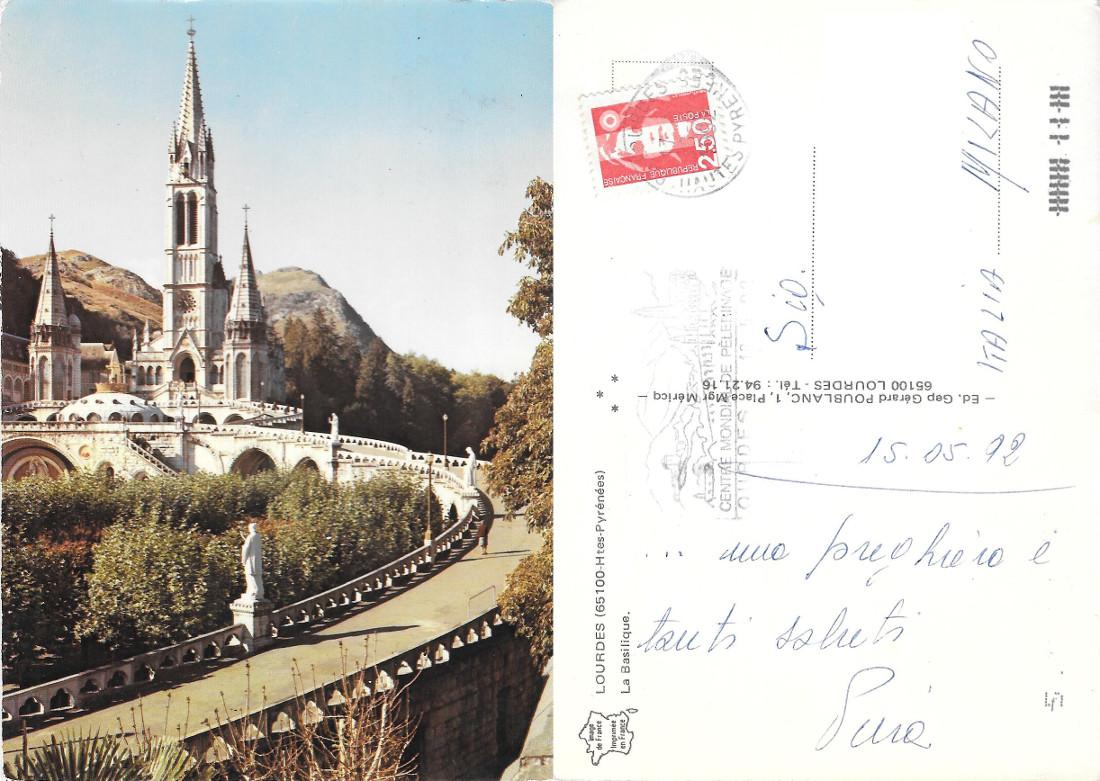 Lourdes. La Basilica. Viaggiata 1992