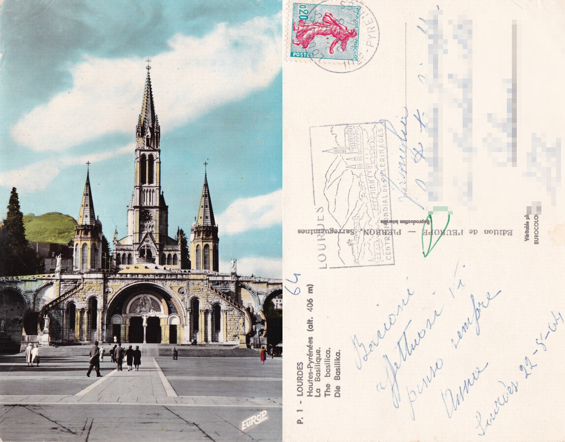 Lourdes. La Basilique. Viaggiata 1964