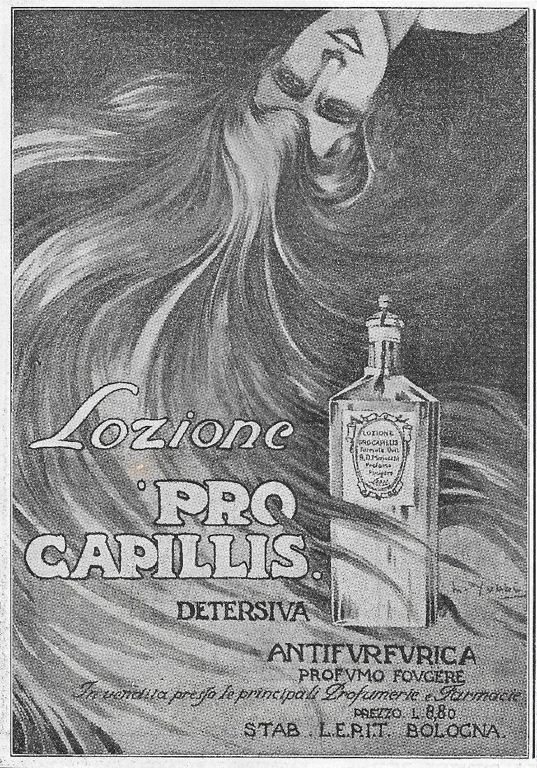 Lozione Pro Capillis. LEPIT Bologna. Advertising 1920