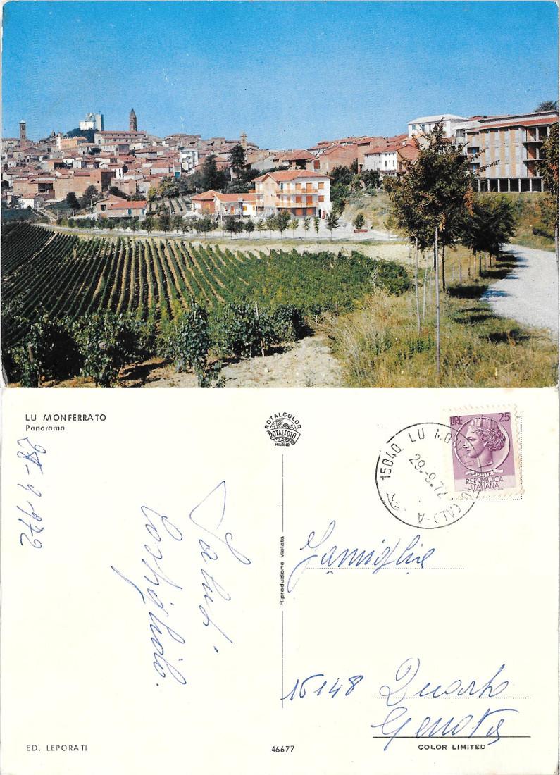 Lu Monferrato, panorama. Viaggiata 1972