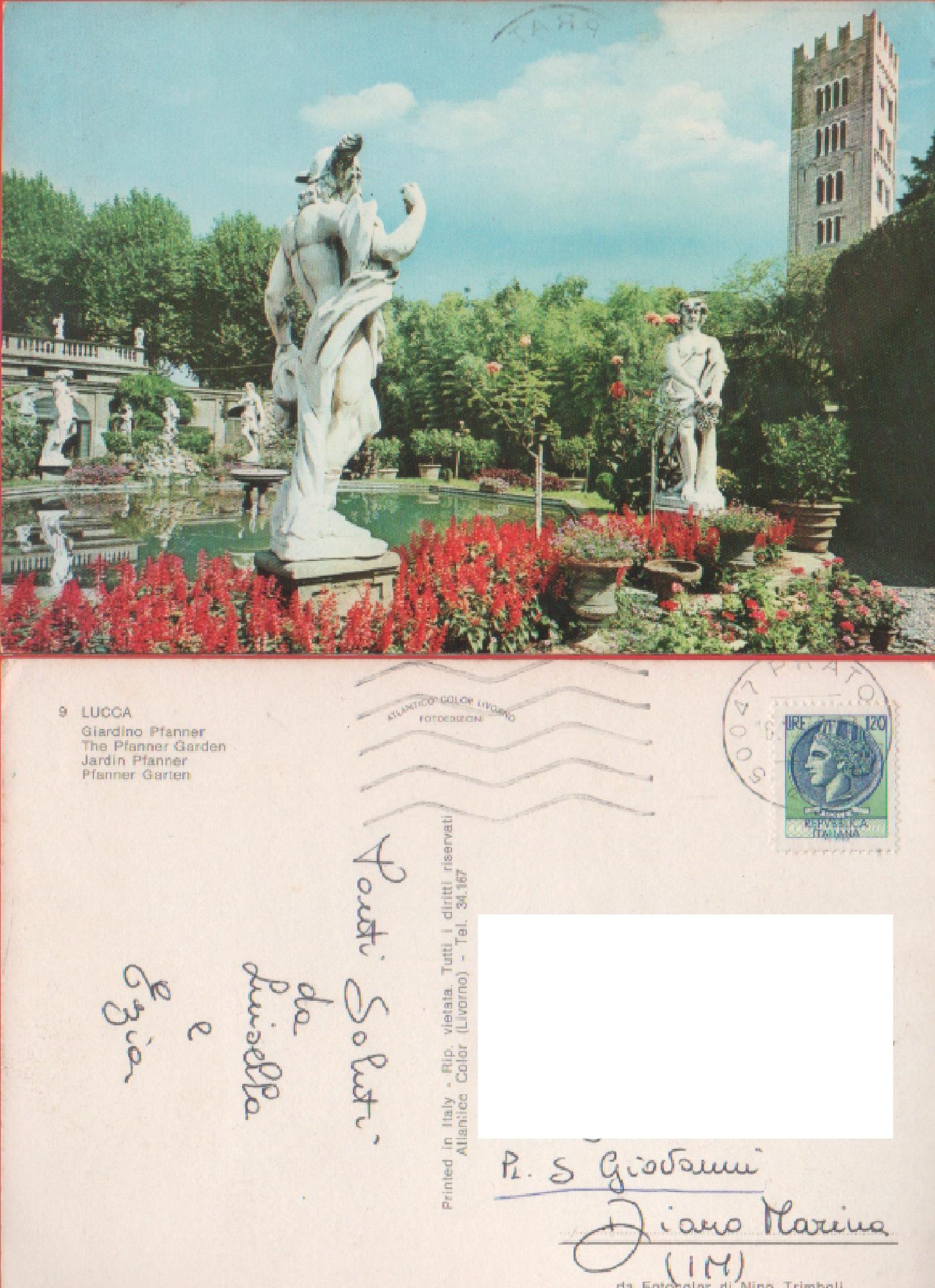 Lucca. Giardino Pfanner. Viaggiata