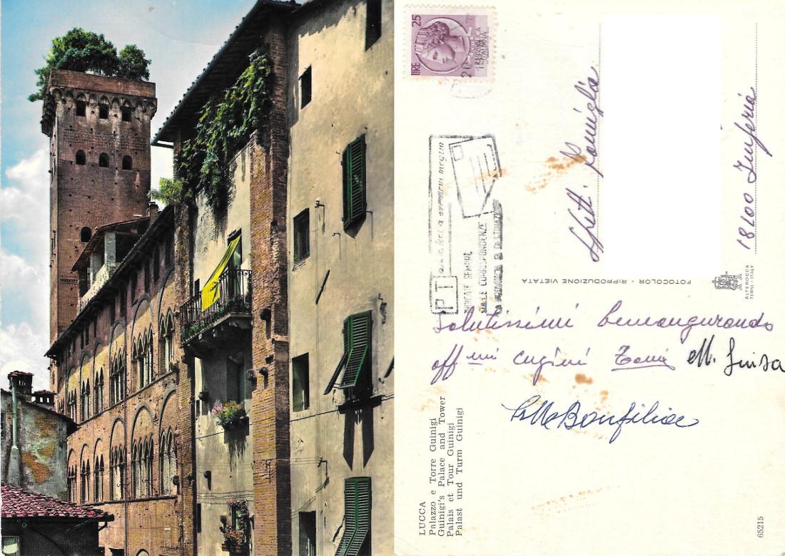 Lucca. Palazzo e Torre Guinigi. Viaggiata 1968