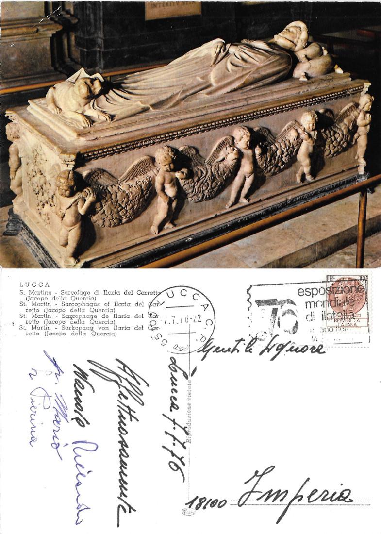 Lucca. S. Martino. Sarcofago di Ilaria del Carretto. Viaggiata 1976