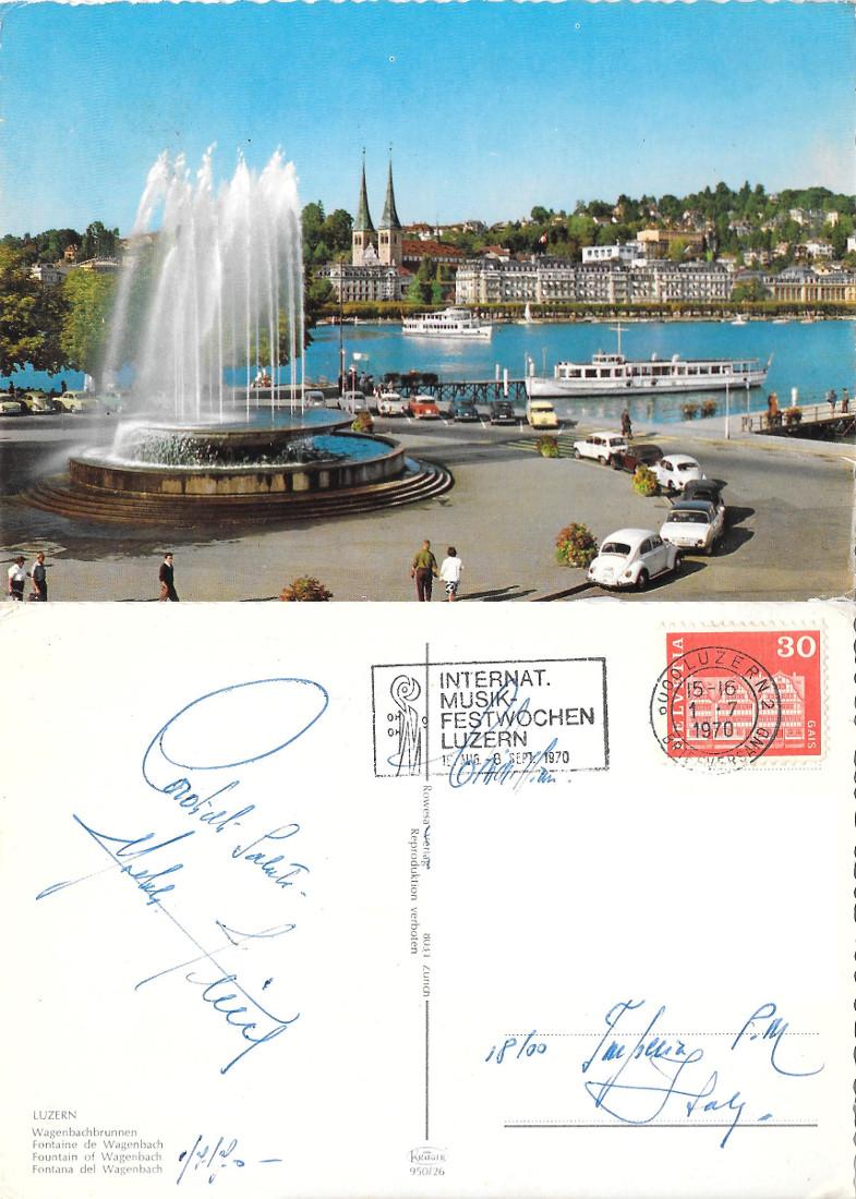 Lucerna. Fontana del Wegenbach. Viaggiata 1970
