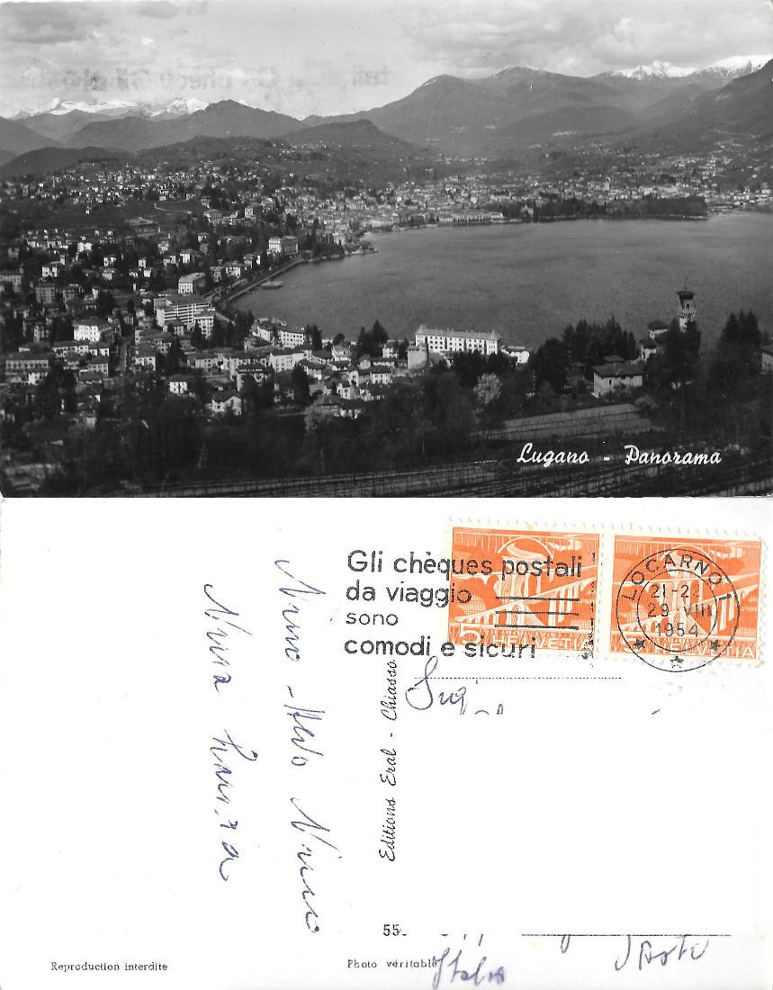Lugano. Panorama. Viaggiata 1954