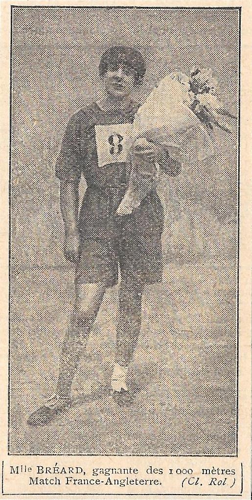 M.lle Brard gagnant des 1000 metres Match France- Angleterre. Stampa …