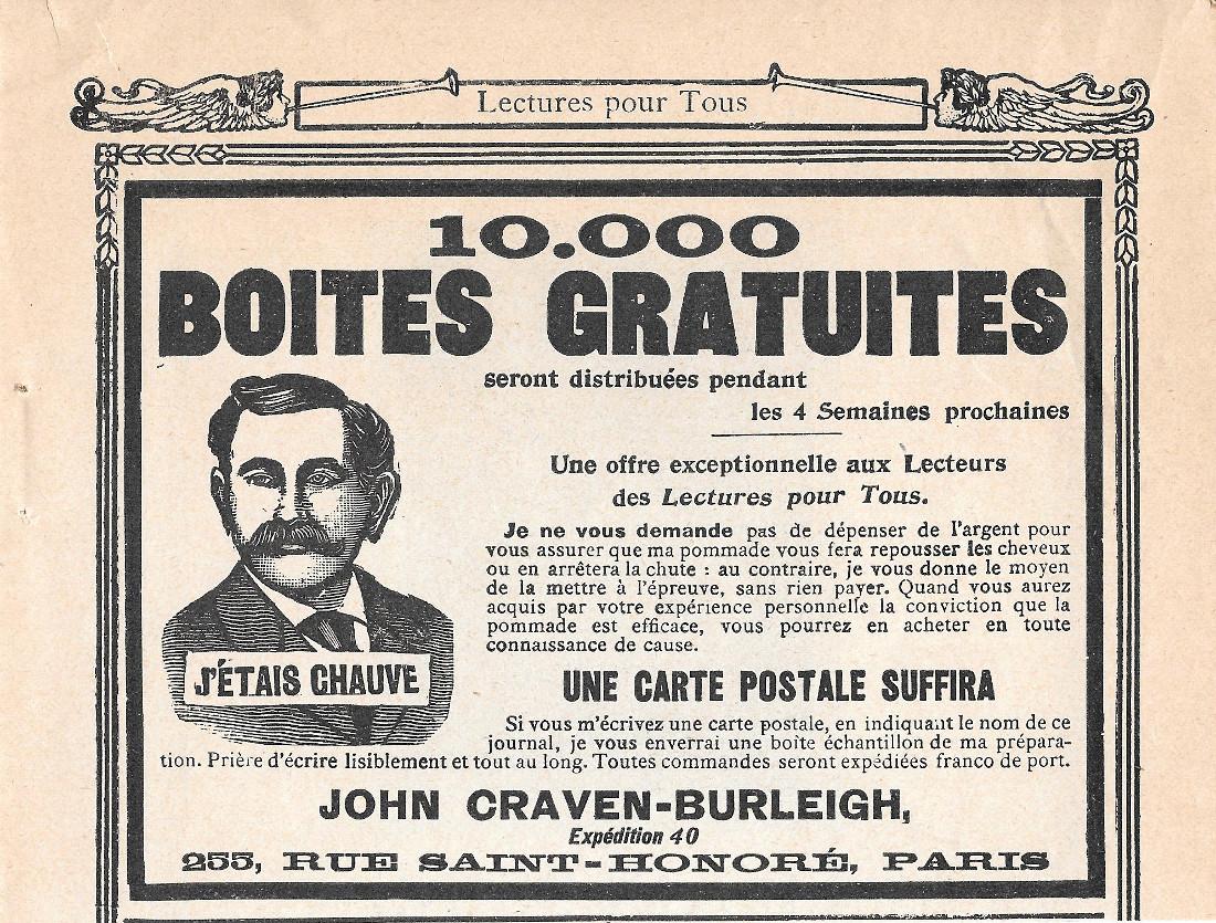 Ma pommade vous fera repousser les cheveux. John Craven-Burleigh. Pubblicita …