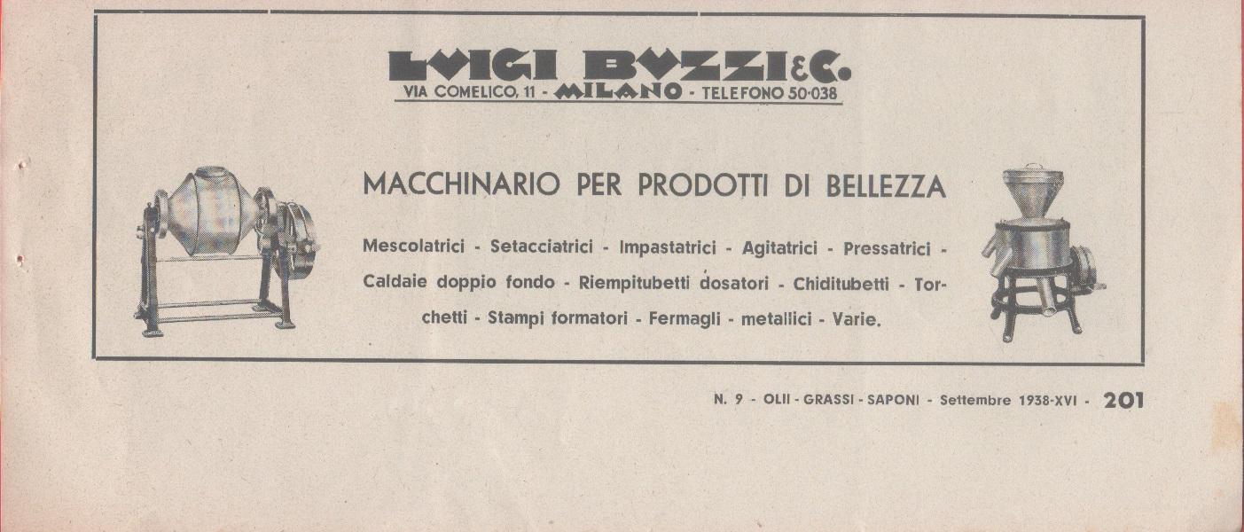 Macchinario per prodotti di bellezza. Luigi Buzzi &amp; C. Pubblicità …