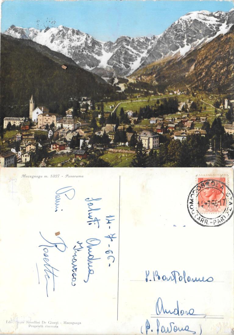 Macugnaga. Panorma. Viaggiata 1956