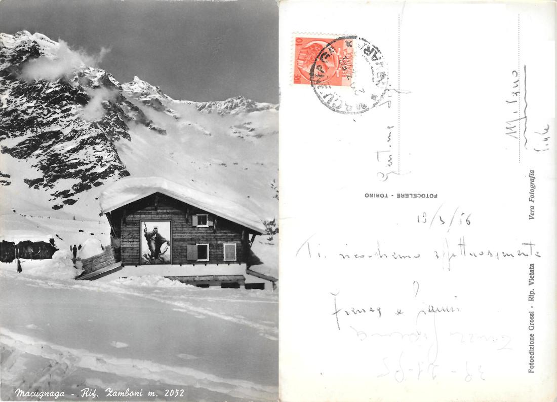 Macugnaga. Rif. Zamboni. Viaggiata 1956