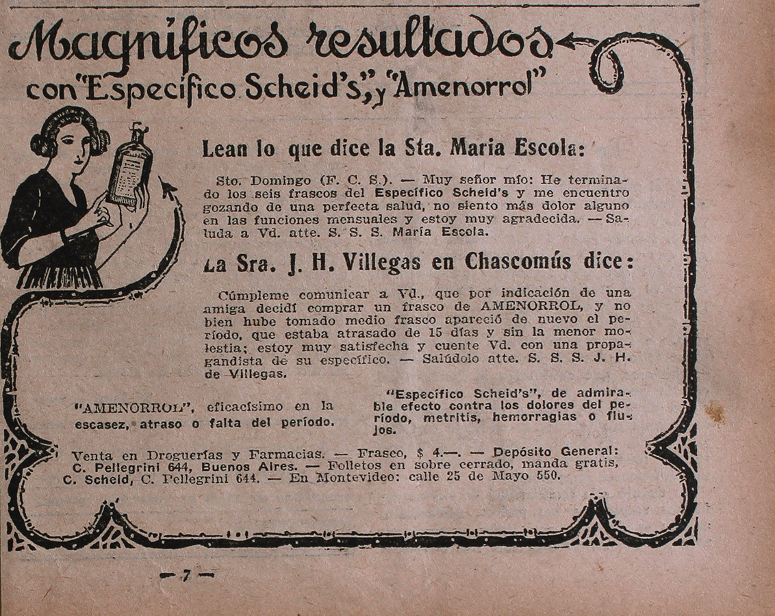 Magnificos resultados con Especifico Scheid's Amenorrol - Advertising 1922