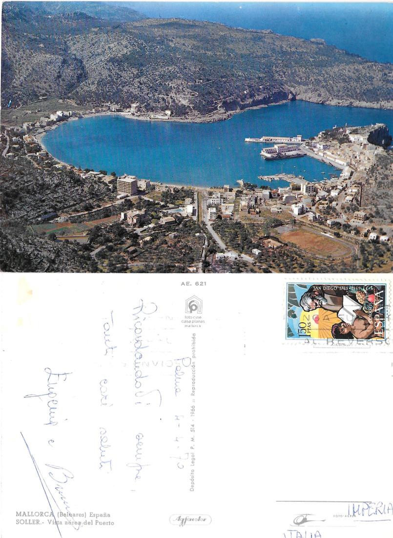 Maiorca. Soller. Vista aerea del porto. Viaggiata 1970