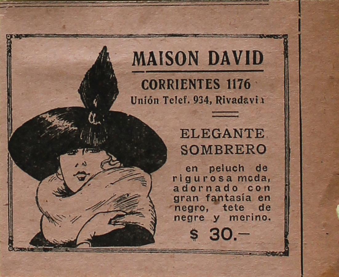 Maison David. Elegante sombrero - Advertising 1922