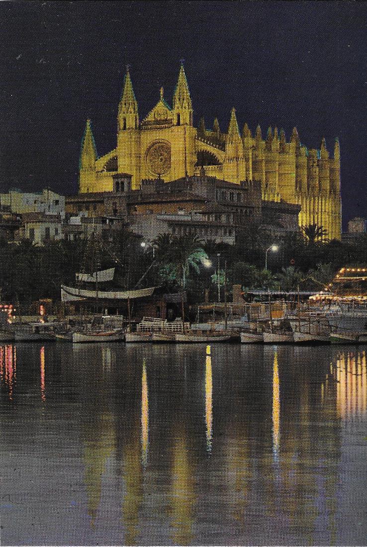 Mallorca. Palma. Vista nocturna de la Catedral. Non viaggiata