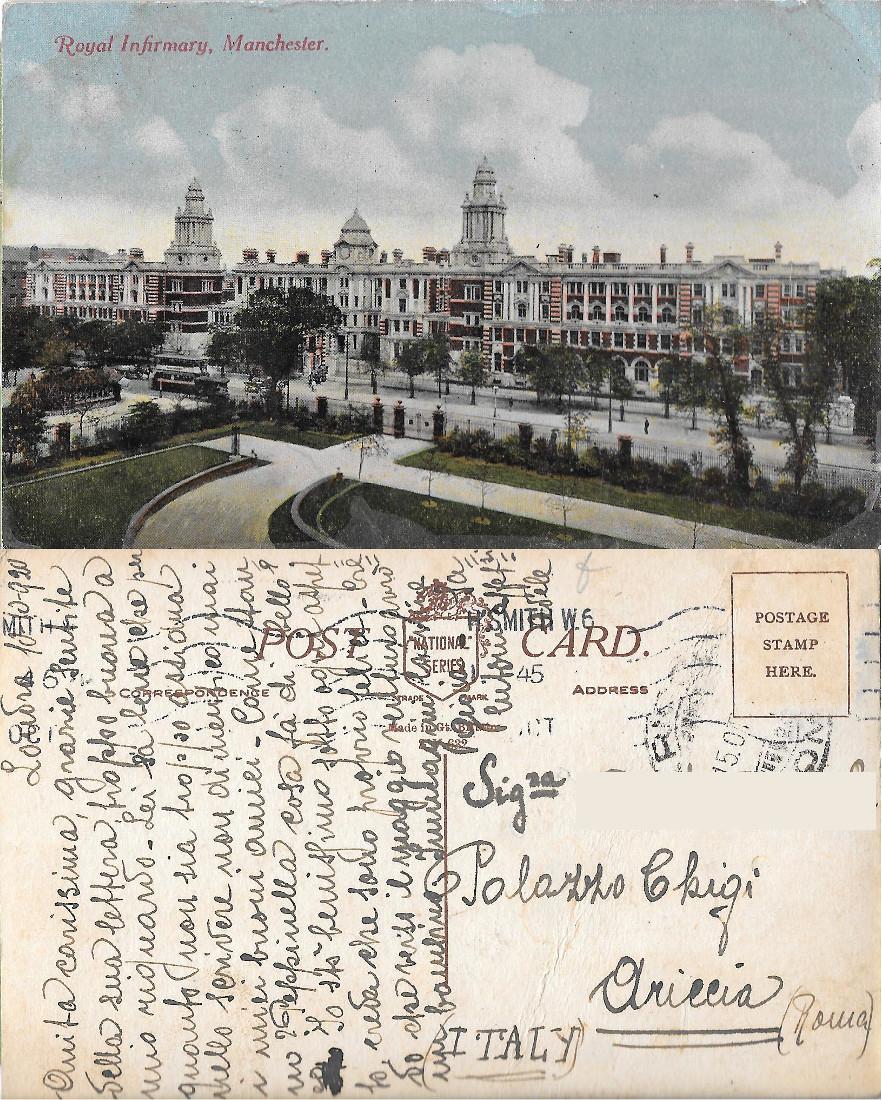 Manchester. Royal Infirmary. Viaggiata 1920