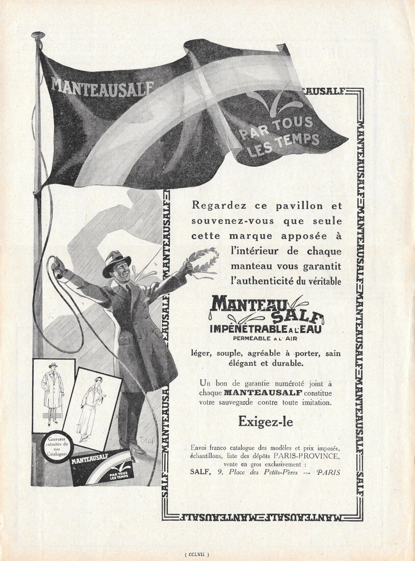 Manteau Salf impenetrable a l'eau - Advertising 1924