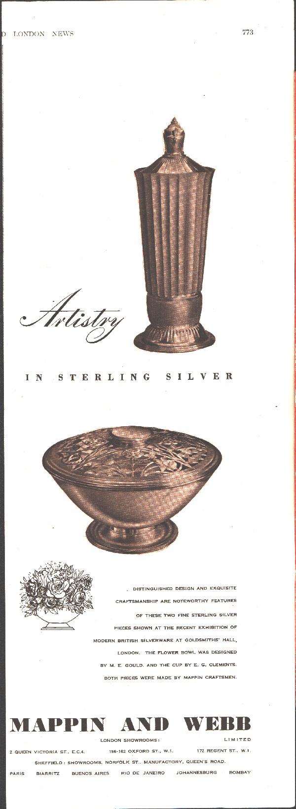 Mappin and Webb. Silver. Pubblicità 1951
