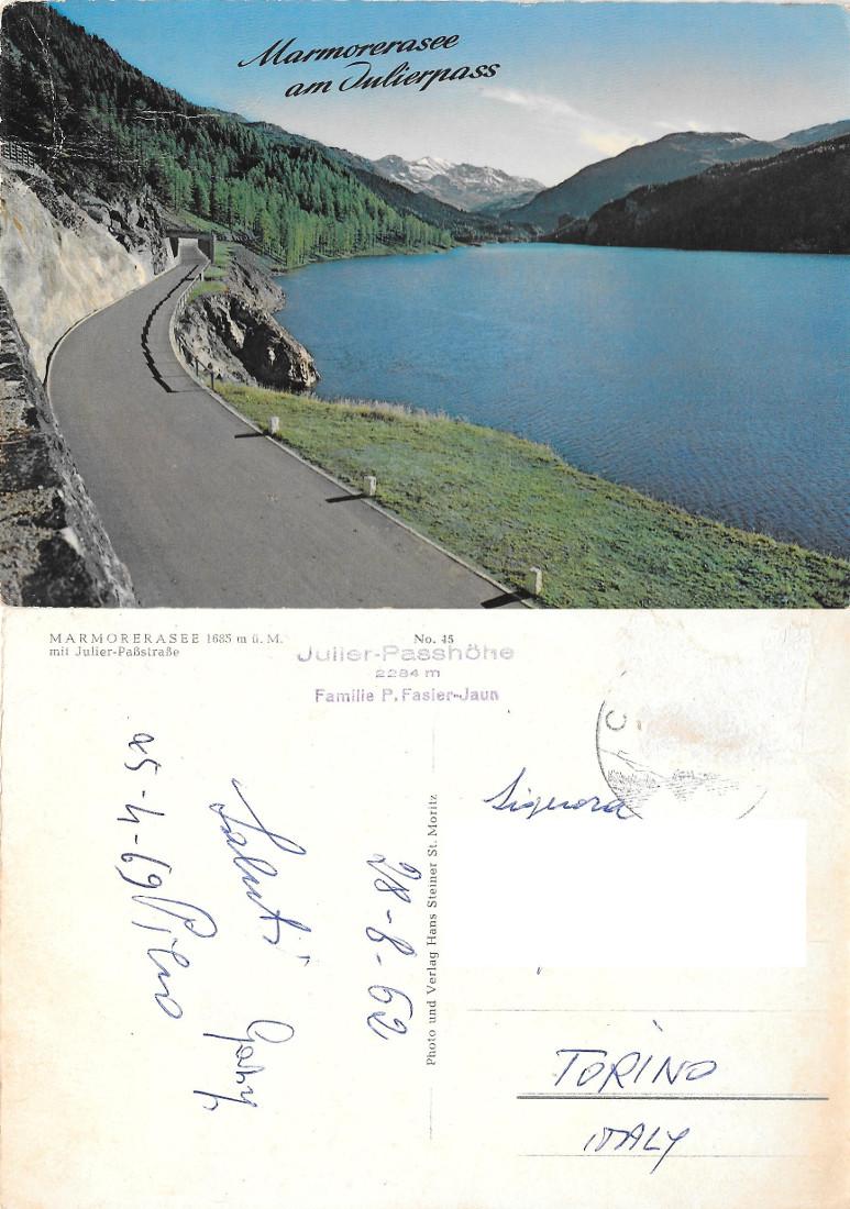 Marmorerasee am Julierpass (CH). Viaggiata 1962