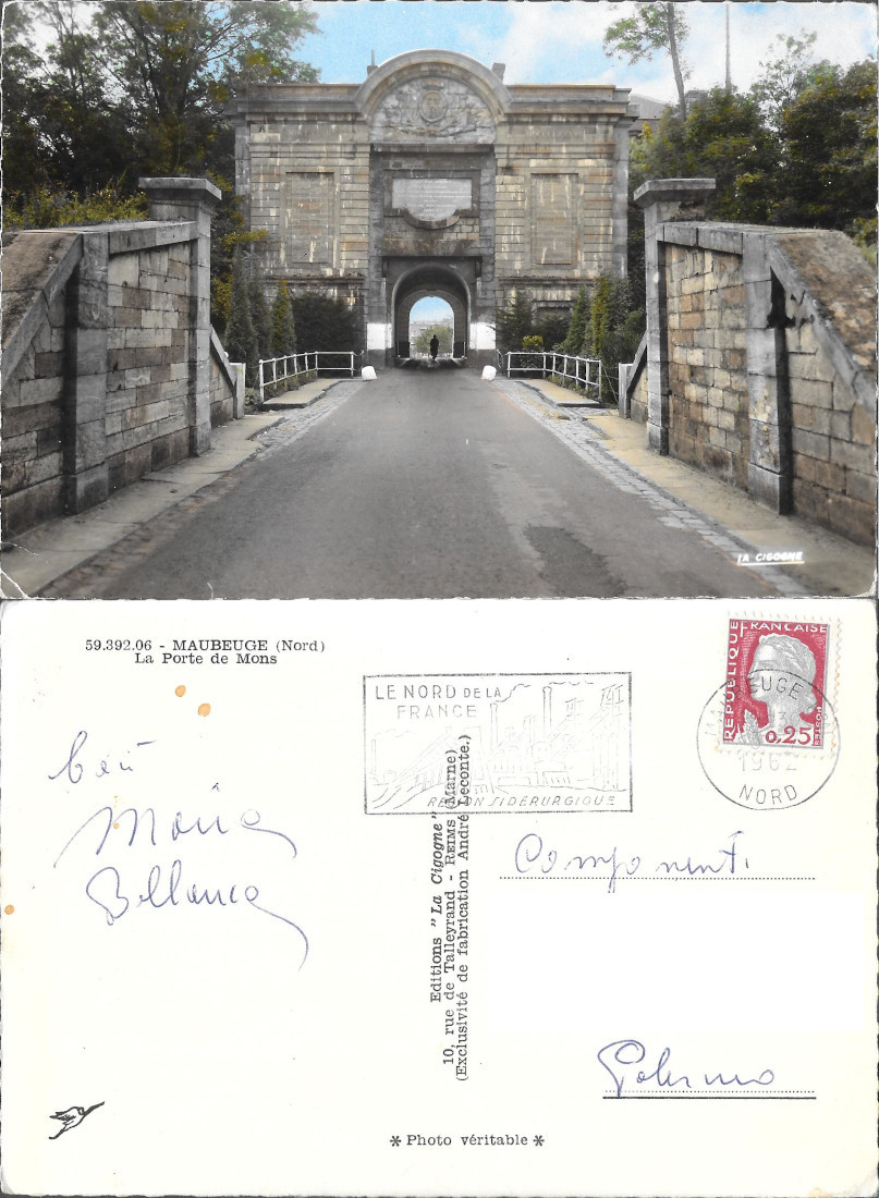 Maubeuge. La Porte de Mons. Viaggiata 1962