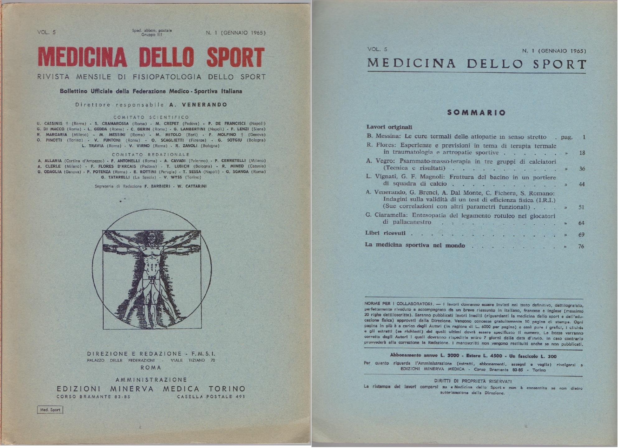 Medicina dello Sport N. 1 Gennaio 1965