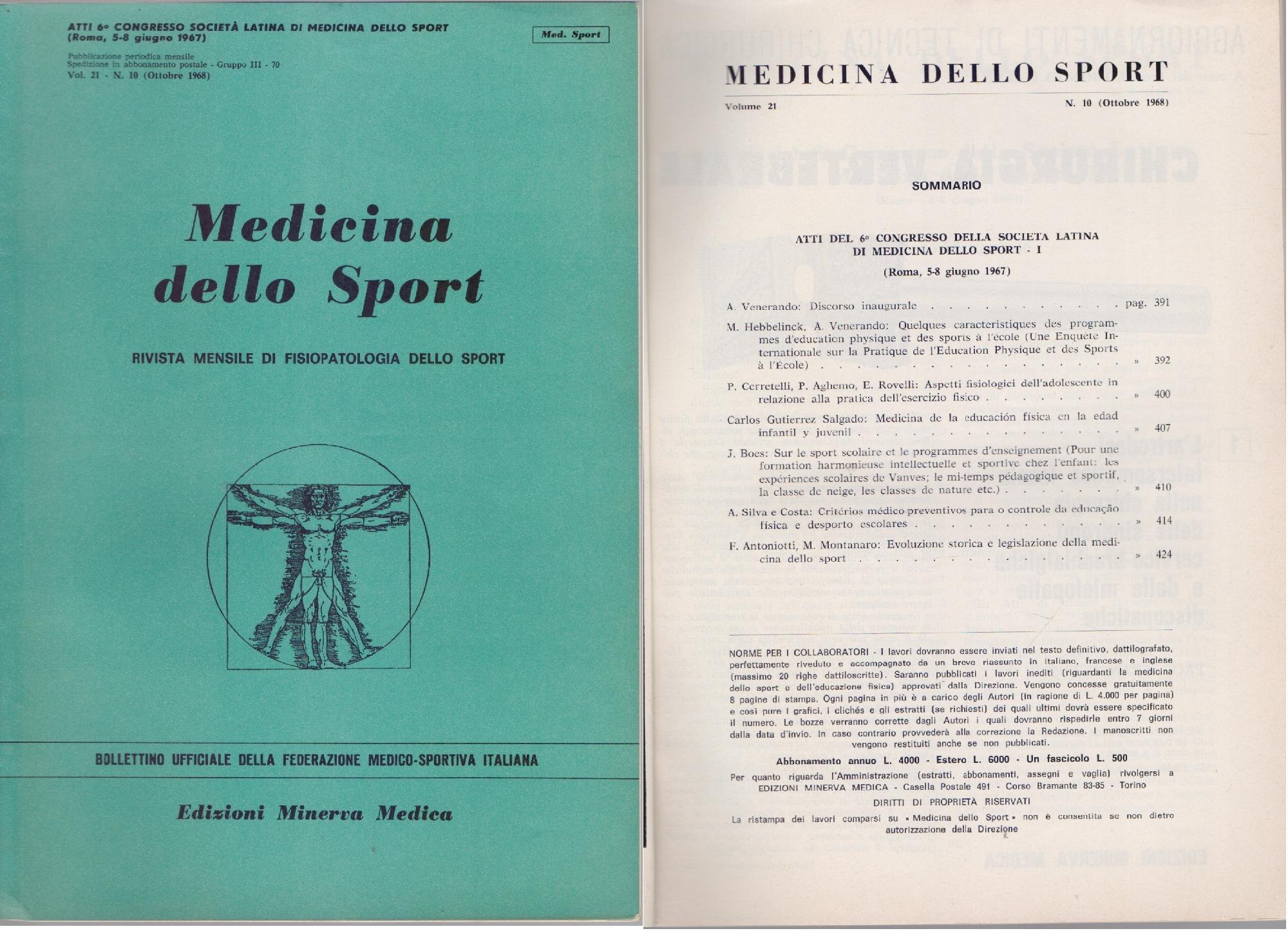 Medicina dello Sport N 10 Ottobre 1968