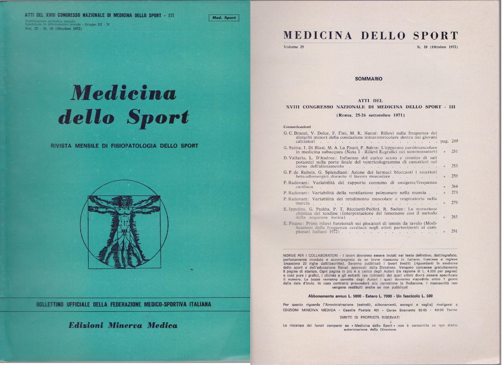Medicina dello Sport N 10 Ottobre 1972