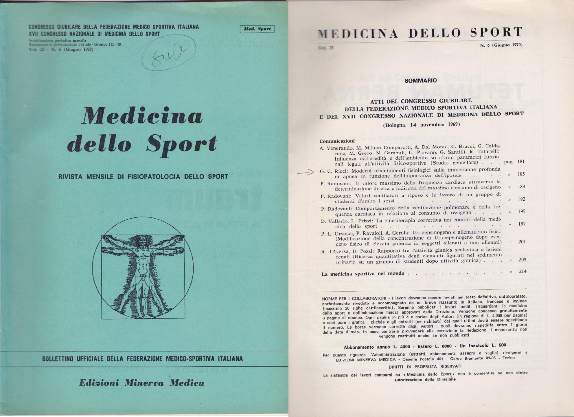 Medicina dello Sport N 6 Giugno 1970