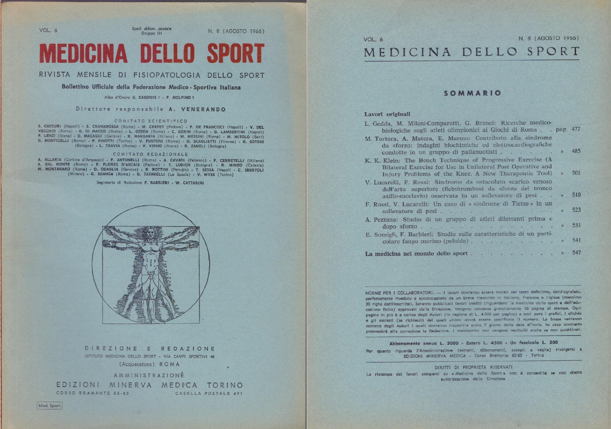 Medicina dello Sport N.8 Agosto 1966