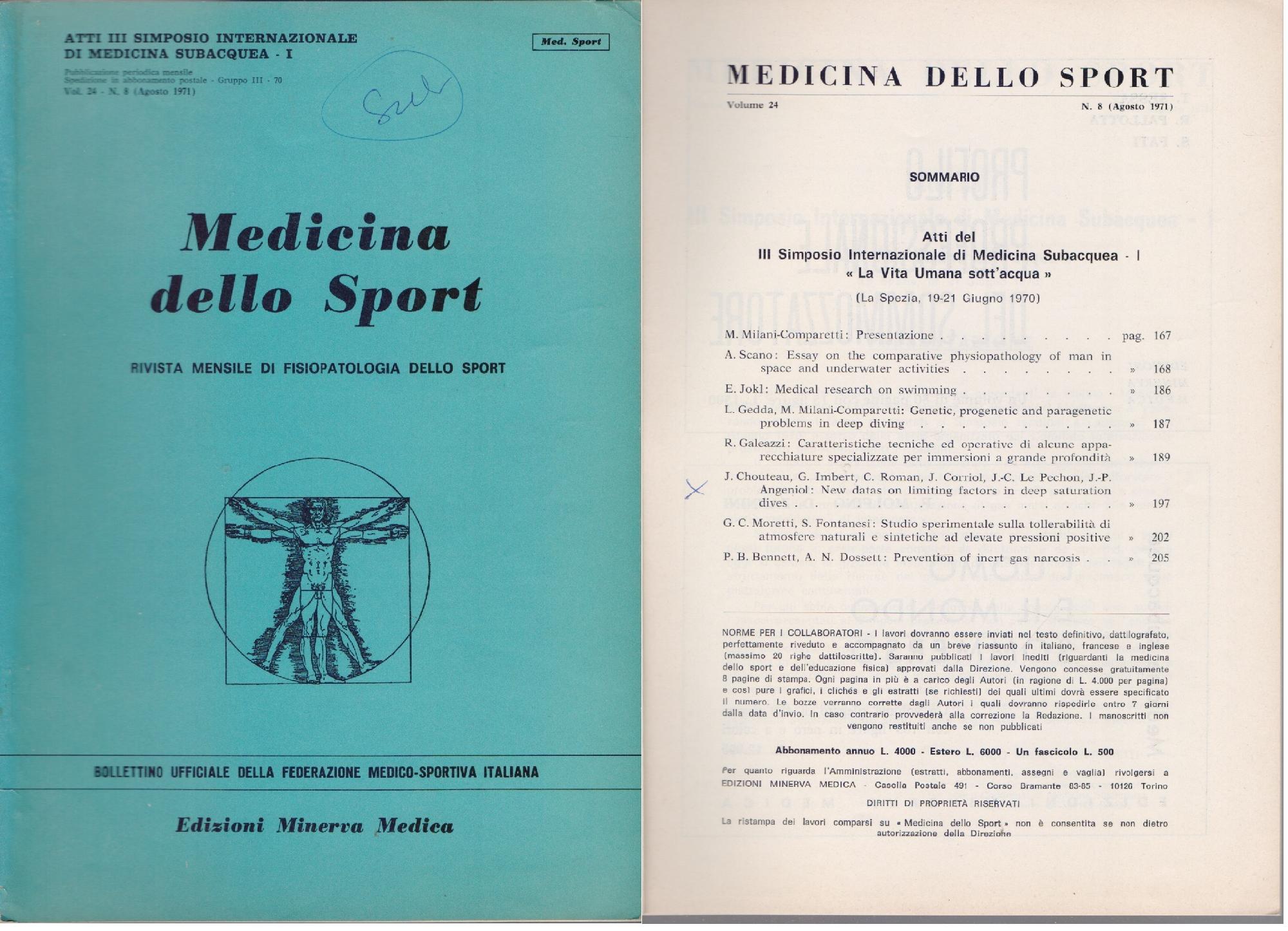 Medicina dello Sport N 8 Agosto 1971