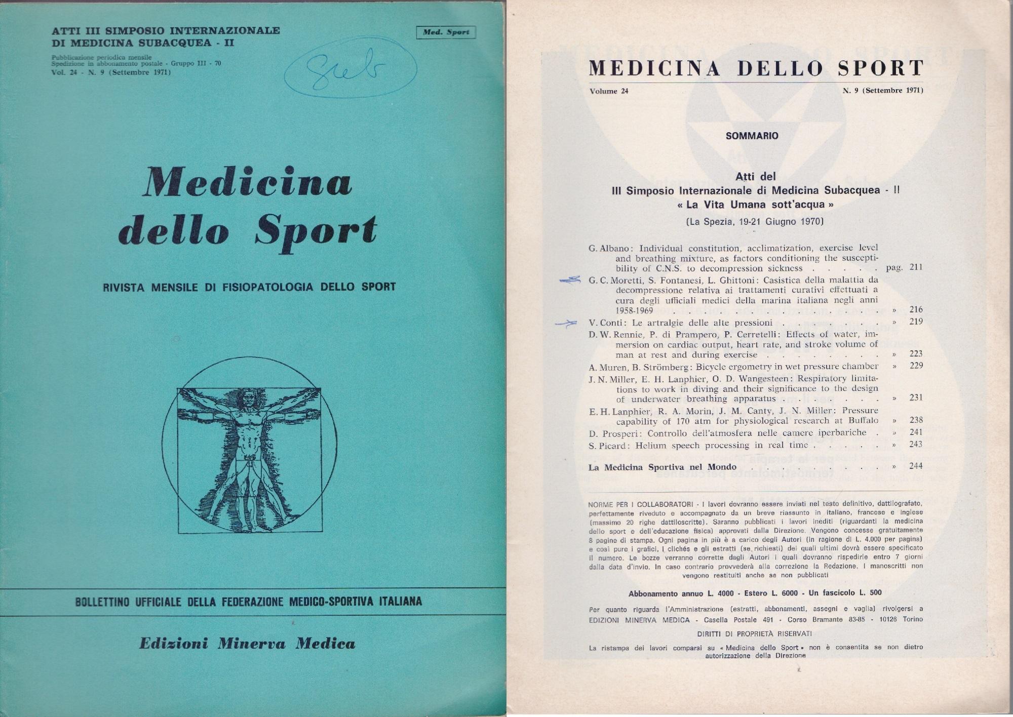Medicina dello Sport N 9 Settembre 1971