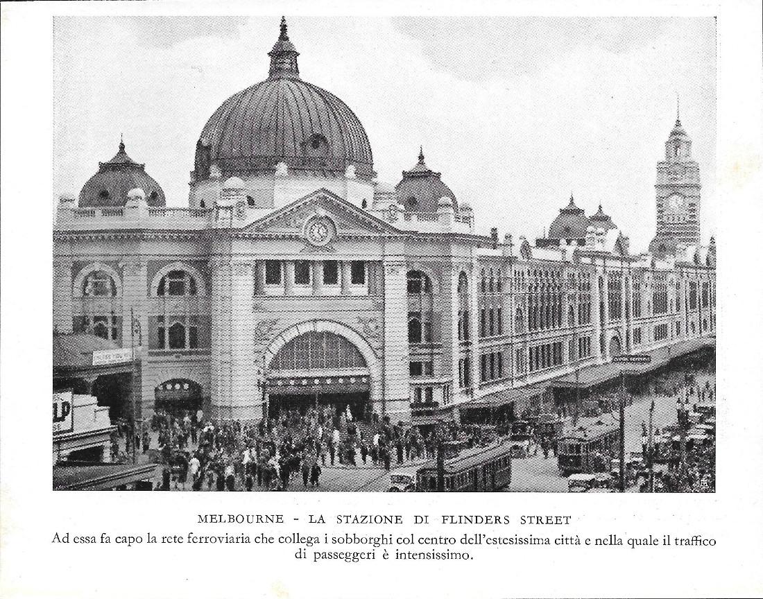 Melbourne, la Stazione di Flinders Street. Stampa 1934