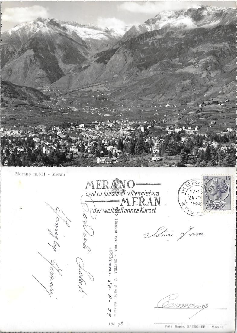 Merano. Panorama. Viaggiata 1958