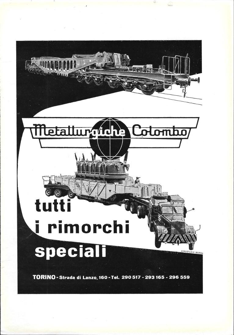 Metallurgiche Colombo. Tutti i rimorchi speciali. Advertising 1962