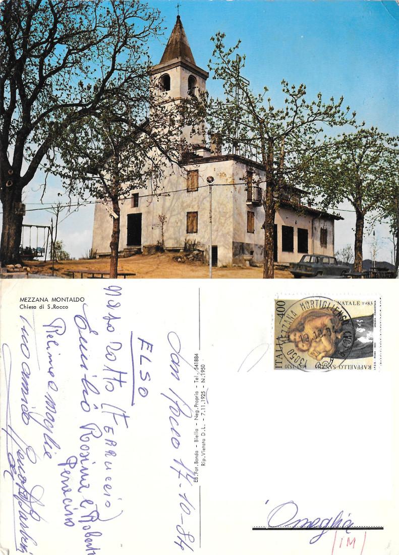 Mezzana Montaldo (VC). Chiesa di S. Rocco. Viaggiata 1984