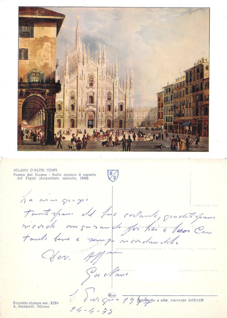 Milano d'altri tempi. Acquaforte miniata. Viaggiata 1977
