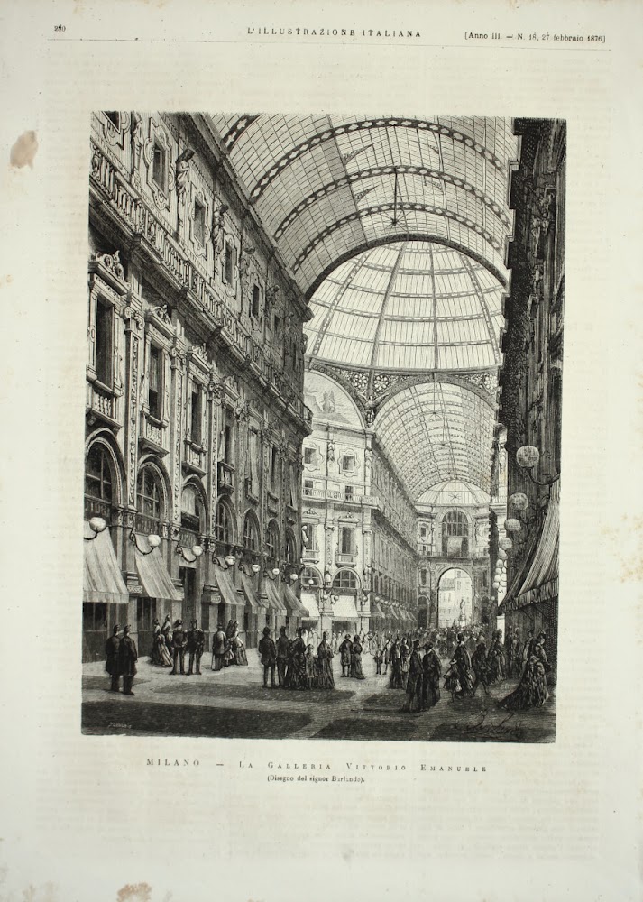 Milano. La Galleria Vittorio Emanuele. Stampa 1876