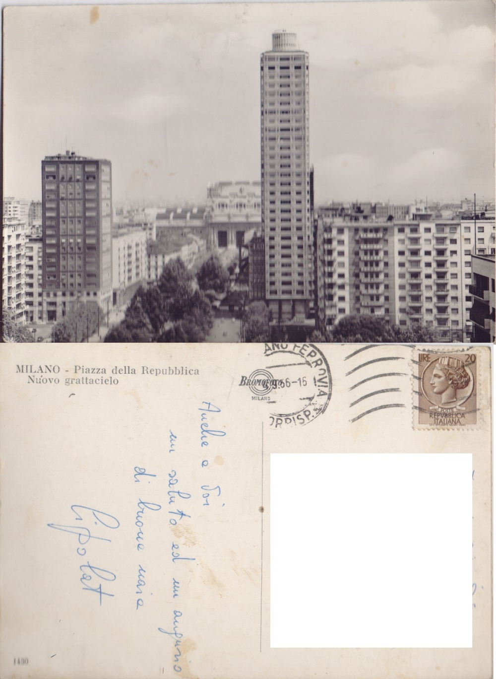 Milano. Piazza della Repubblica. Nuovo Grattacielo. Viaggiata 1966