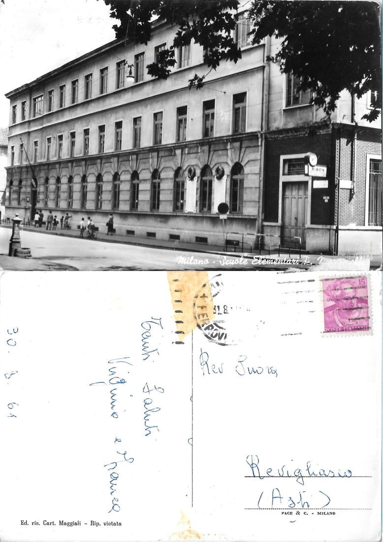 Milano. Scuole Elementari P. Maroncelli. Viaggiata 1961