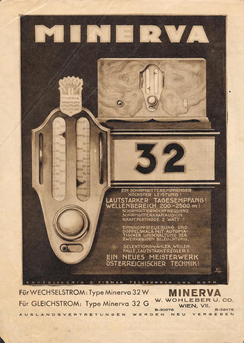 Minerva 32. W. Wohlebe U. Co. Advertising 1931