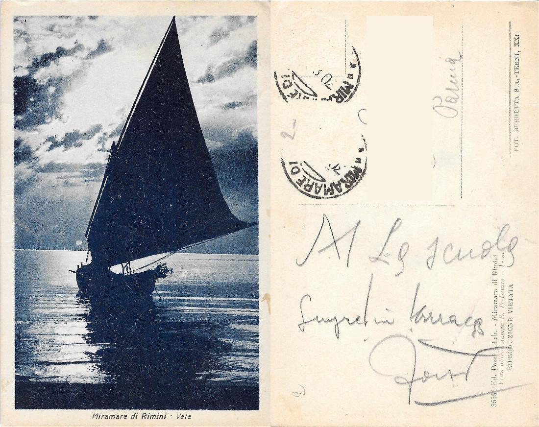 Miramare di Rimini. Vele. Viaggiata, data stampa XXI EF
