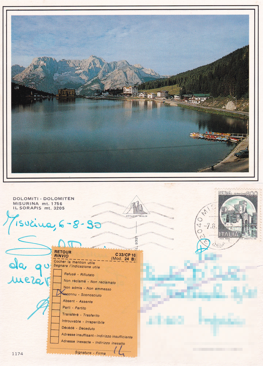 Misurina (BL). Il Sorapis. Viaggiata 1990