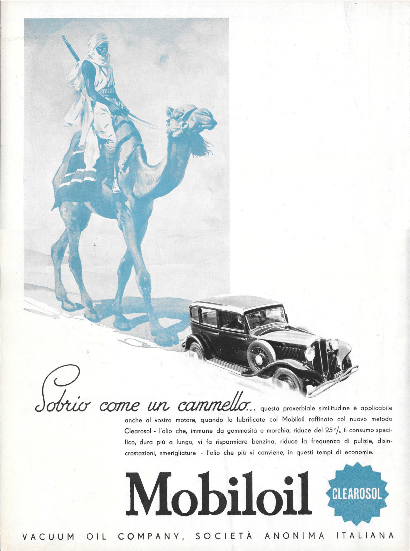 Mobiloil.. Sobrio come un cammello - Advertising 1936