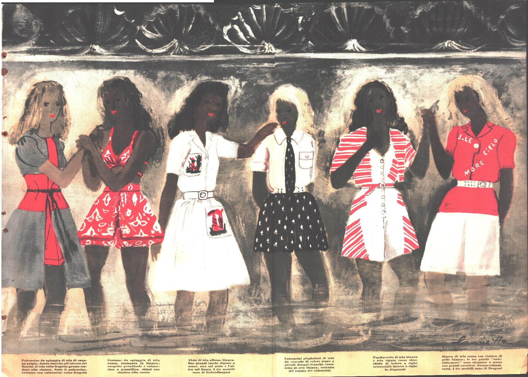 Modelli da spiaggia. Illustratore Brunetta. 1941