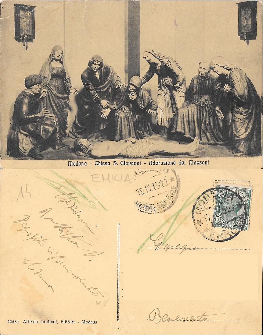 Modena - Chiesa S. Giovanni. Adorazione del Mazzoni. Viaggiata 1915