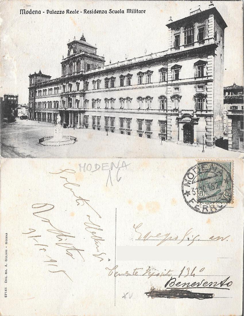 Modena. Palazzo Reale. Residenza Scuola Militare. Viaggiata 1915