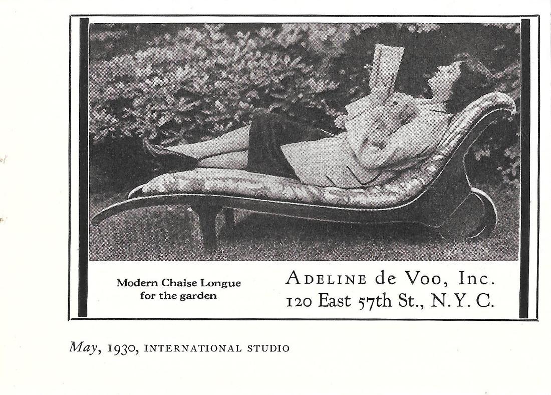 Modern chaise longue. Adeline de Voo, New York. Pubblicita 1930
