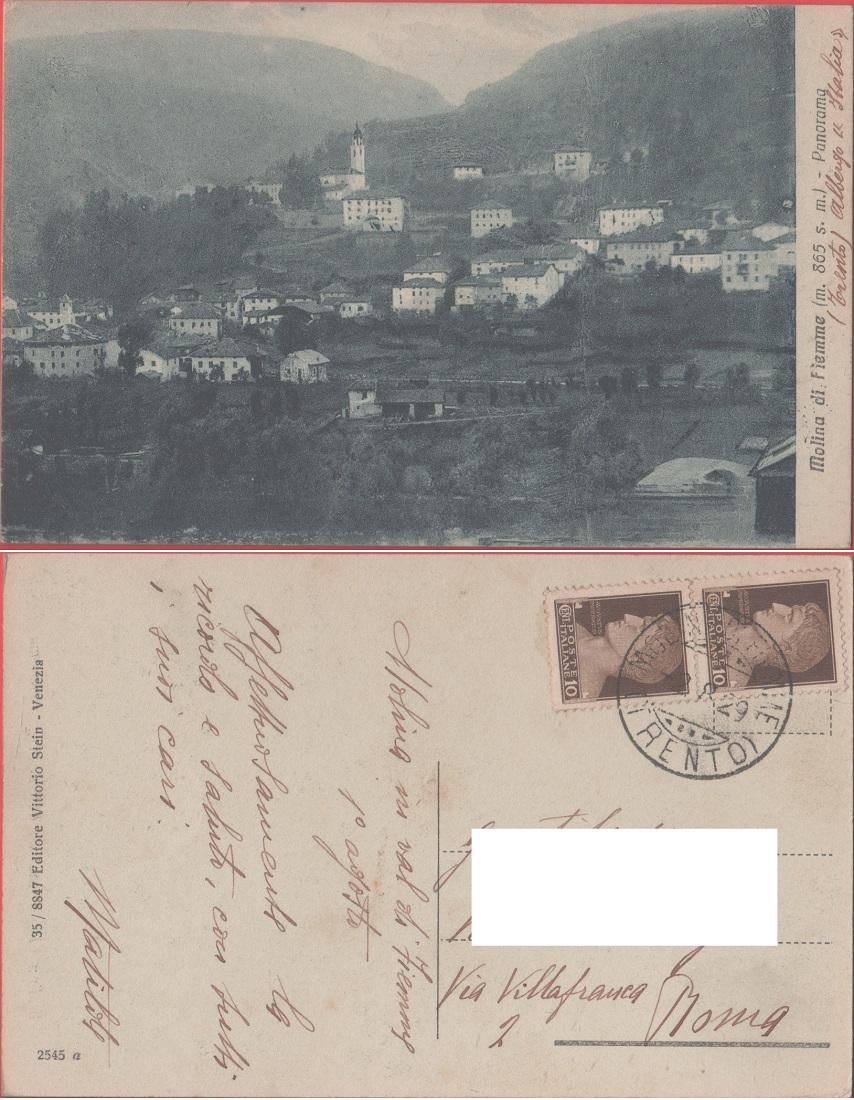 Molina di Fiemme (TN). Panorama. Viaggiata 1929