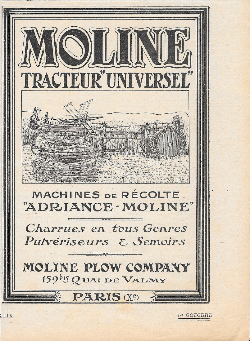 Moline Tracteur Universel - Advertising 1919