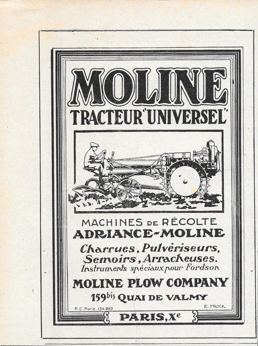 Moline Tracteur Universel. Moline Plow Company - Advertising 1924